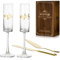 NUPTIO Hochzeit Geschenk Prosecco GläserSektgläser Tortenheber: Mr Mrs Kuchenheber Messer Set Holzkiste Gold Kristall Gravur Personalisiert Brautpaar Wedding Verlobung Jahrestag Geschenkideen
