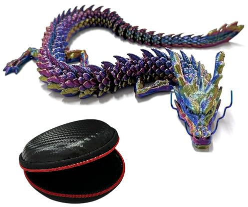 NyxSeat 1 Stück 3D-gedruckte Drachen-Aquarium-Ornament-Ornament-Landschaft, voll bewegliches Kristall-Drachenspielzeug, Flexibles Gelenk-Drachen-Chefschreibtischspielzeug, Heimbüro-Dekoration
