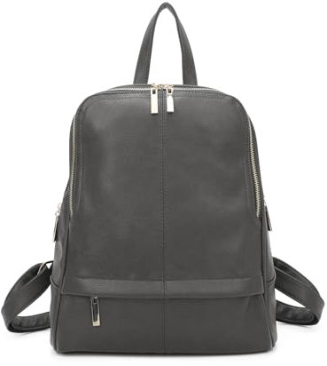 Woodland Leathers Women's Fashion Small Backpack, Womens Backpack With Anti Theft Zipper, Waterproof Faux Leather Back Pack Womens, 13 Tablet And Laptop Fashion Backpacks For Women (Grey)