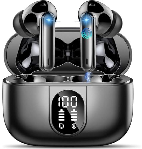 Bluetooth Kopfhörer, Kopfhörer Kabellos Bluetooth 5.3, In Ear Kopfhörer mit 4 Mic, 2024 Neue ENC Noise Cancelling Earbuds, 40 Std Immersiver Deep Bass Earbuds, IP7 Wasserdicht Ohrhörer LED-Anzeige