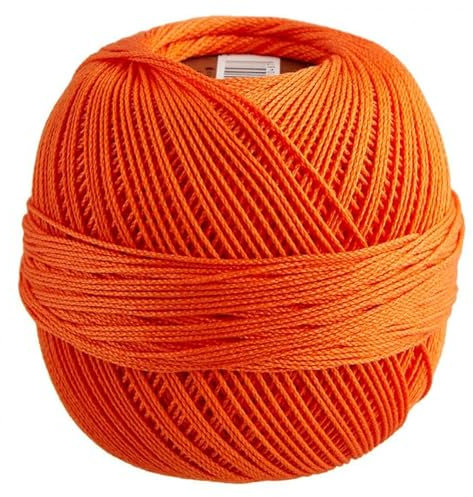 Elisa Häkelgarn Filethäkelgarn Stärke 5, 50 g/200 m LL, 100% Baumwolle gekämmt, mercerisiert, gasiert, NS 1,75-2,0mm, (8535 orange)