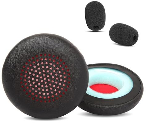 HTINDUSTRY Earpads Replacement Cushion Compatible with Plantronics Voyager Focus UC/B825 Binaural/Focus 2 UC/BLACKWIRE 5220 5210 7225 Headset Premium Ear pads with Protein Leather/Memory Foam