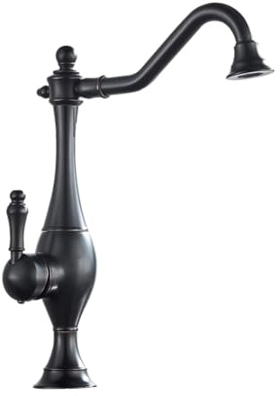 Wasserhahn Küche - Küchenarmatur Retro Antik Stil Messing Einhebel 360° Schwenkbar Spültischarmatur Mischbatterie, Hoher Auslauf Armatur Küche, Schwarz