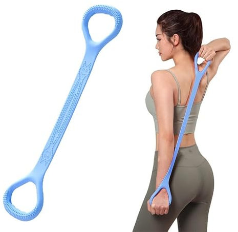Bkemkri Elastici Fitness con Maniglia, Fasce Elastiche per Allungamento Delle Spalle, Bande Elastiche per Yoga e Pilates, Banda Elastica Fitness, Corda Elastica per Allenamento per la Schiena, Blu