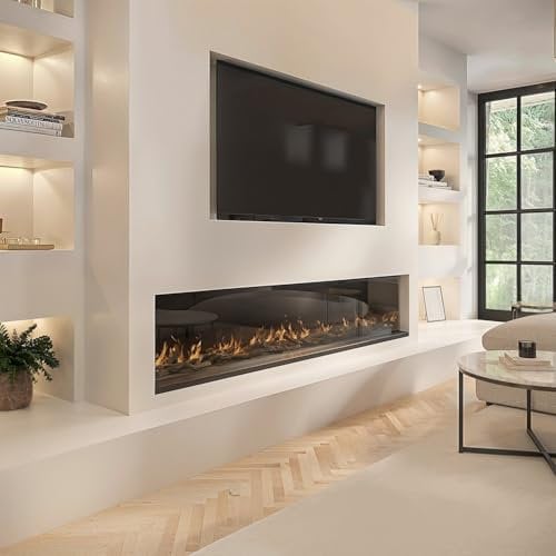 Amberglo Black 70inch WiFi Enabled Inset Electric Media Wall Fireplace