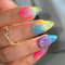 24pcs Short Almond Press On Nails with Glue, Glitter French Tip Fake Nails for Women, Colorful Gradient Acrylic Nails, Easy to Apply Stick on Nails, Perfect for Everyday Wear Special Events Parties