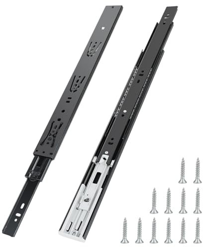 Schubladenschienen Vollauszug 350mm - Schwerlastauszug 2er Set Kugelauszug Schienen für Schubladen 45kg Tragkraft Auszüge für Schubladen Küchenschubladen Auszüge Seitenmontage (Schwarz)