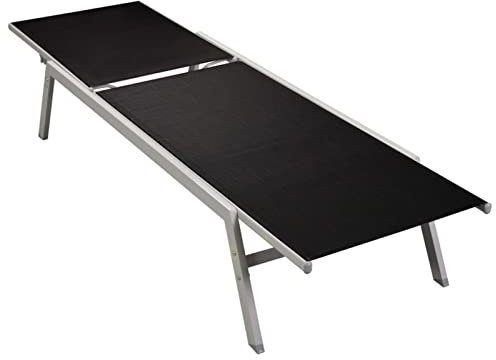 Xichuzi Sonnenliege Stahl und Textilene Schwarz, Gartenliege, Liegestuhl, Sonnenstuhl, Sonneninsel Outdoor, Liegen, Gartenmöbel, Bäderliege, Relaxliege - 48011