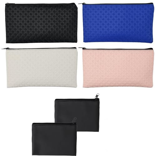 KNGNGK 6 Stück Banktaschen Kunstleder Bankmappe PU Leder Geldtasche A5 Geldmappe PU Leder Dokumententasche Geldscheintasche mit Reißverschluss für A5 Dokumente Business Haushalt Schule Wasserdicht