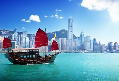 1000 piece Puzzle for Adults Jigsaw Puzzles HONG KONG SKYLINE GLOSSY POSTER PICTURE PHOTO BANNER pearl river china port A033 Challenging Puzzles for Friends Family