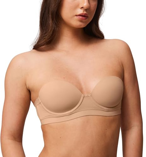 Halobliss Reggiseni senza spalline per le donne reggiseno a balconcino con ferretto leggermente foderato senza cuciture 32AA-38A