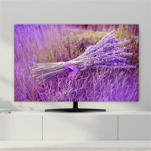 FANSU 3D-Muster Hülle Staubschutzhülle, Bildschirm Staubschutz für Fernsehen Universal, Hängend/Desktop Indoor Bildschirm Staubschutz TV Schutzhülle für Den (Lavendel,55-65 Zoll)