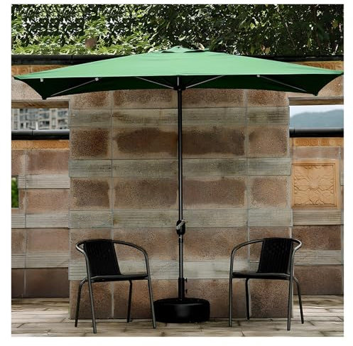 XUQQU 2.50 Media Sombrilla, Parasol Terraza Exterior para Espacios Reducidos, Sombrilla De Jardín Rectangular con Manivela Manual, Sin Base para Pared, Porche, Ventana(Green)