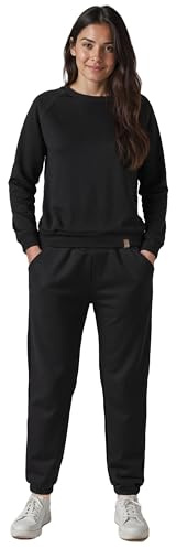 VIVISENCE Damen Trainingsanzug Baumwolle Bündchen Taschen Alltag Komfort 9204