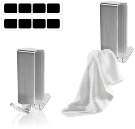 Colgador Doble para Mampara - 2 Piezas en Acero Inoxidable 304 - Toallero para Puerta de Ducha sin Taladro - Antideslizante
