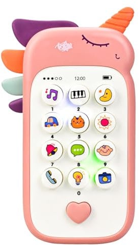 Play Phone for Baby Phone Toys 1 Year Old Girls Musical Toys for 1-3 Girls Interactive Play Phone Toy with Music Baby Toys 6-12 Month Toddler Girls 1st Birthday Gifts for Girls Present Age 6M+
