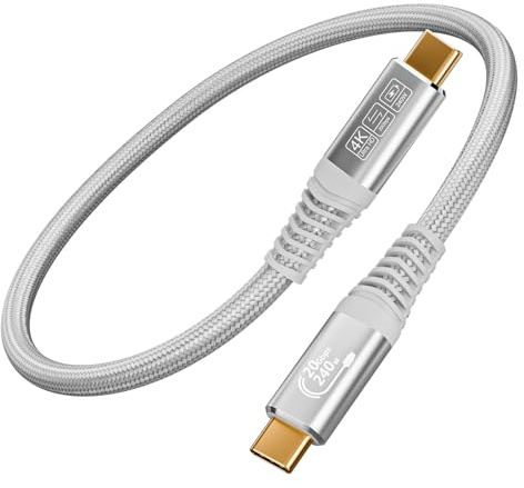 CABLAPTOP cable usb c vers usb c 2m 20Gbps USB C3.2 Gen2 Data Cable, 240W Fast Charging Cable, 5K60Hz 4K144Hz USBC Video Cable,Compatible avec iPhone 16,MacBook Pro,Hubs,SSDs,Monitors White usb c 2m