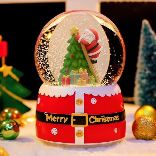 Weihnachtsmusik Schneekugel Weihnachten Dekoration 80 x 80 x 130 mm | Weihnachtsmusik Schneekugel mit Weihnachtsmann für Geburtstags Weihnachtsdekoration (C, M)