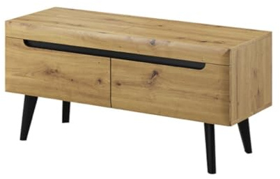 Stylish Nordi TV Cabinet – Oak Artisan & Black W107 x H50 x D40 cm | Contemporary TV Stand with Soft-Close Drawers