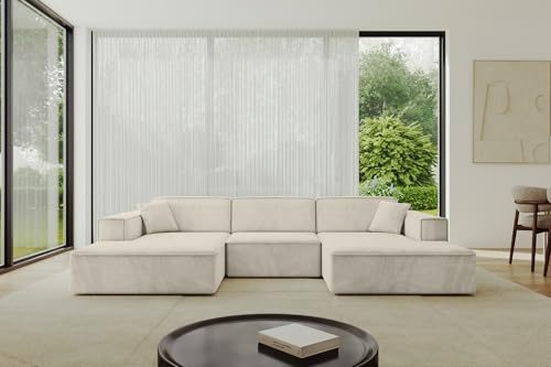 ALTDECOR Ecksofa in U-Form IREA-U1-v4 301x165x77 - Beige | Corner Sofa Bett Eckcouch Couch Wohnlandschaft Cauchsofa