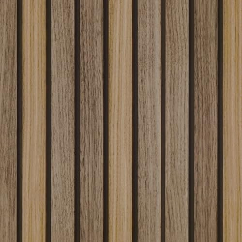 Peyotes Peel and Stick Wallpaper Brown Wood Slat Vinyl Wrap Dark Panel Feature Self Adhesive Wall Paper Waterproof Removable Wall Decor Roll for Kitchen Bathroom Bedroom Living Room 44.5x500cm