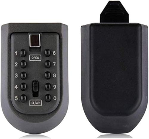Lospu HY Indoor & Outdoor Wall Mounted Push Button Combination Digital Key Safe Storage Security Lock Black Rubber Cover & Wall Bolt Fixings For 5 To 7 Mortise Style Keys