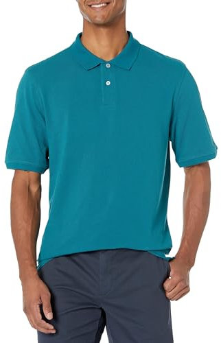 Amazon Essentials Men's Regular-Fit Cotton Pique Polo Shirt (Available in Big and Tall), Teal Blue, XS