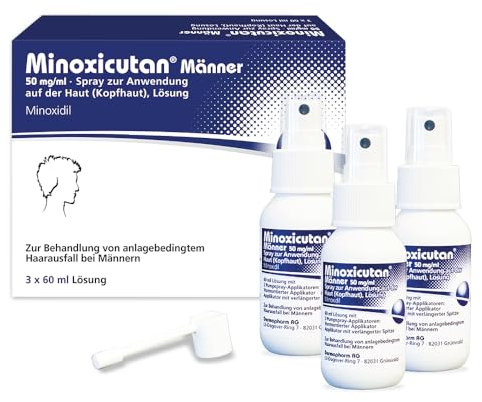 Minoxicutan Männer 50 mg/ml Spray 3x60ml für volles Haar - Stoppt Haarausfall, fördert natürliches Haarwachstum