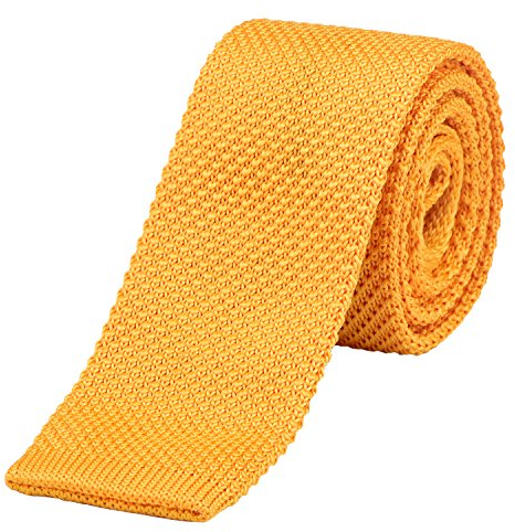 DonDon schmale Strickkrawatte 5 cm - gelb