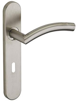 THIRARD - Ensemble de Poignées pour Porte de Chambre Ouranus - Inox Brossé - Trou de Clé - Carré 7 mm - Entr'Axes 195 mm - Esthétiques et Pratiques - Gris