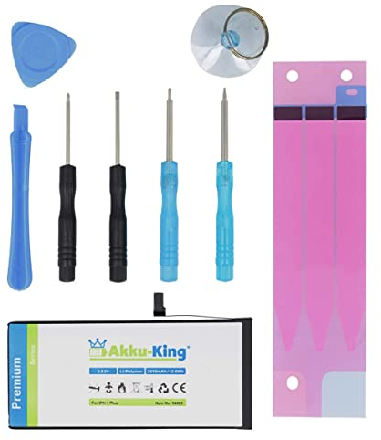 Akku-King Power-Akku kompatibel mit iPhone 7 Plus / 7P - Li-Polymer 3510mAh - mit Öffnungswerkzeug/Klebestreifen (610mAh mehr)