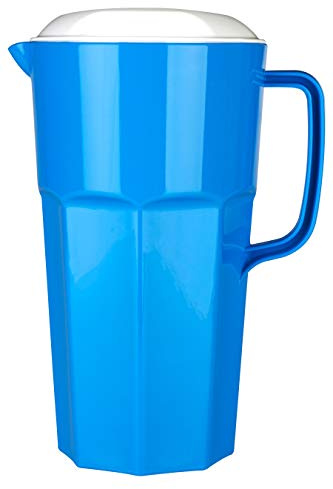 Premier Housewares Dual Pouring Spout Blue 2000ml Pitcher | Sturdy Design Pitcher for House Parties | Anti Spill Twist Lid for Dining Table | Easy to Clean