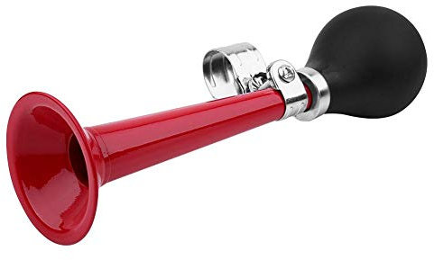 Fahrrad Hupe, 5 Farben 2,2 Zoll tragbare Retro Radfahren Metall Air Horn Gummi Squeeze Birne, ungiftig langlebig mit Einer Metallhalterung für Fahrräder Mountainbikes etc(rot)