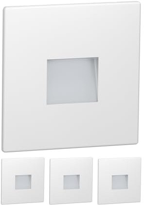 ledscom.de 4 Stück LED Treppenlicht/Wandeinbauleuchte FOW für innen und außen, Downlight, eckig, 85 x 85mm, warmweiß