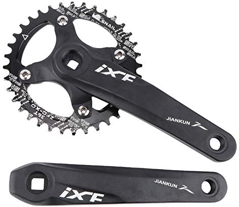 ZTZ Mountainbike 170 mm Vierkant-Kurbelgarnitur mit 104 BCD 32/34/36/38T Kettenblatt, MTB-Kurbel aus Aluminiumlegierung, rundes Kettenblatt und Kurbel, passend für Shimano, SRAM, FSA (38T, Schwarz)