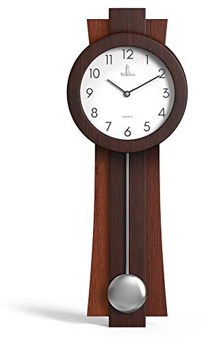 Pendulum Wall Clock Battery Operated - Modern Pendulum Clock 23.5x8.5 inch - Silent Wooden Decorative Wall Clock with Pendulum for Living Room -Contemporary Wall Clock for Office and Home Décor