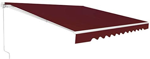GOPLUS Gelenkarmmarkise, Sonnenschutz Markise, Balkonmarkise, Einziehbar mit Handkurbel, Sonnenschutz, Anti-UV & Wasserfest, aus Metall & Polyester, mit Einstellbarem Winkel (2,5x2m, Weinrot)