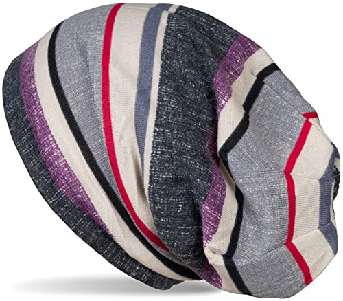 styleBREAKER Unisex Feinstrick Beanie Mütze Bunte Streifen | Leichte Longbeanie für die Übergangszeit, weiches mehrfarbiges Gewebe. 27 cm Höhe, 26 cm Bund (dehnbar bis 59 cm Umfang).