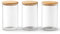 Franklin Lade Glass Storage Jars | 3 Piece Set 900ml | Airtight Bamboo Lids | Glass Jars with lids | Tea Coffee Sugar Canisters | Pantry Storage Containers | Storage Jars for Kitchen