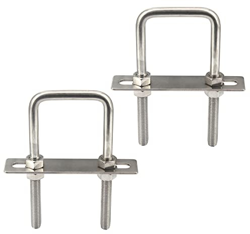 M8x75x120mm 304 Pernos cuadrados en U de acero inoxidable con tuercas hexagonales, placa de marco, arandelas redondas (2 piezas)