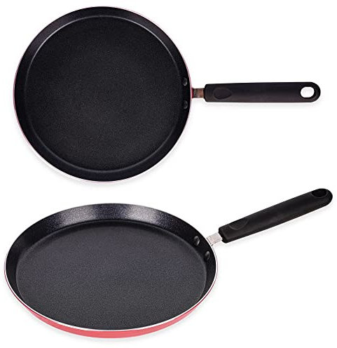 Quttin - Crepera Antiadherente de inducción Infinity con Mango. Para todo tipo de cocinas. Aluminio Forjado Doble Capa. Resistente Duradera Tortilla de patatas. Rojo Crepera 26 cm