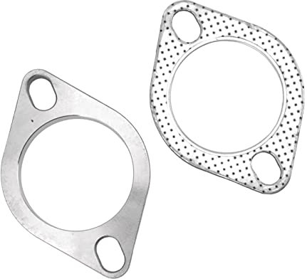 TBEST Kit de Juntas de Brida de Escape, 2 Piezas, 2 Pernos, 2,5 Pulgadas, Kit de Conexión de Brida de Escape, Acero Inoxidable, Universal, para Cabezales Catback de Tubo de Escape