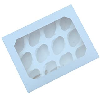 PACKARDI Pack of 10 White Cupcake Boxes 12 Hole with Window Including Stickers – Unique Cup cake Box with Auto Popup Perfect for Party Muffins, Cupcakes, Small Cakes & Cookies