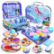 Auney 36 PCS Tea Set for Toddlers, Mermaid Toys Party Children Girls, Kids Real Littles Time with 13 Dessert Toy, Filter Bags and Lemon Slices, Pretend Play Gift Kid Age 3+ (WS0080)