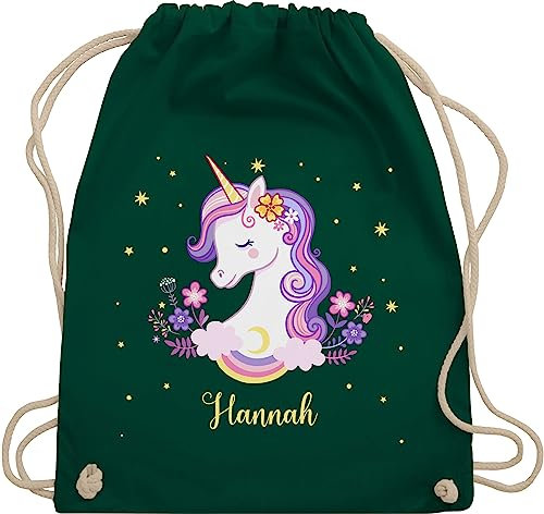 Turnbeutel Rucksack - Einhorn Geschenk Einhörner I Unicorn - Unisize - Dunkelgrün - personalisierte geschenke mädchen einhornrucksack unicorns with beutel wechselbeutel kita kinderturnbeutel