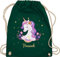 Turnbeutel Rucksack - Einhorn Geschenk Einhörner I Unicorn - Unisize - Dunkelgrün - personalisierte geschenke mädchen einhornrucksack unicorns with beutel wechselbeutel kita kinderturnbeutel