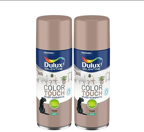 Dulux Valentine Peinture Intérieure et Extérieure Aérosol Color Touch - Satin Taupe 400 ml - Lot de 2