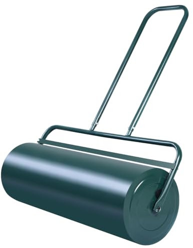 COSTWAY Rouleau à Gazon de Jardin 63 L Rempli d'eau & Sable avec Poignée en Acier Haute Résistance, Ø 30 CM du Rouleau, Idéal pour Obtenir Une Pelouse Uniforme 114 x 90 x 30cm, Vert