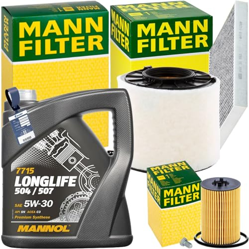 Mann Inspektionspaket+5L Mannol 507 5W-30 Öl | C17011,(LX4407)+CUK31003+HU7020Z+588.670.001+MN180 passend für A4 B9 A5 F5 Q5 2-4.0TDI