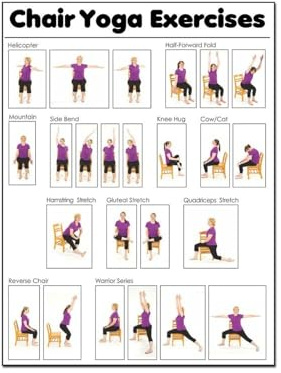 ESyem Poster, Poster, Stuhl, Yoga-Übungsposter für Senioren, Yoga-Raum, Poster, Leinwand, Kunstposter und Wandkunst, Bilddruck, moderne Familienschlafzimmer-Dekoration, 51 x 66 cm, ungerahmter Stil